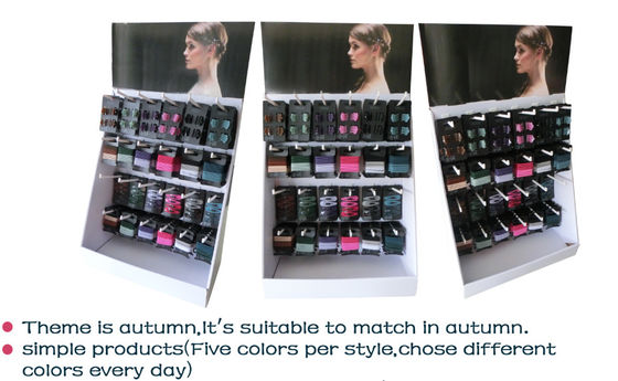Duurzaam haar clip stand display veelkleurig, vrijstaand Scrunchie markt display