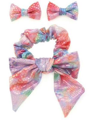 Kleurrijke Bowknot Scrunchie met bijpassende Bowknot haarclip