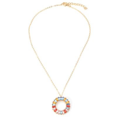 Stijlvolle ronde ketting voor vrouwen met een kleurrijke hanger bekleed met rozengoud