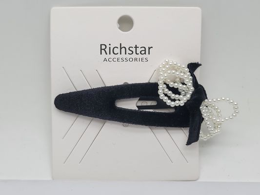 Zwarte haarclip met boogstof haar accessoires