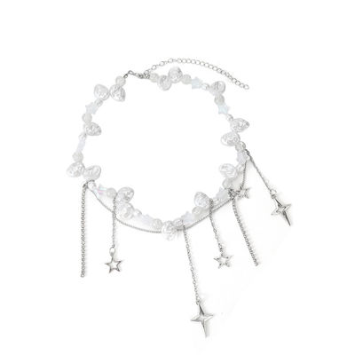 Elegante parels halsketting met ketting ster en lengte opties