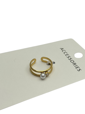 925 Sterling zilver verstelbare parelring voor vrouwen