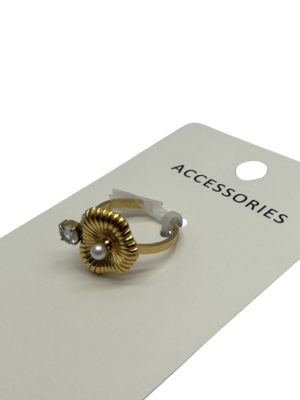 Franse Retro 18K goud titanium staal oorbellen met zircon en parel