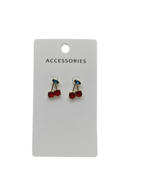 Vroeg in de zomer Nieuwe rode circon kersen oorbellen Elegante trendy fruitvormige oorbellen voor vrouwen Meisjes All-match Modieus Stijlvol