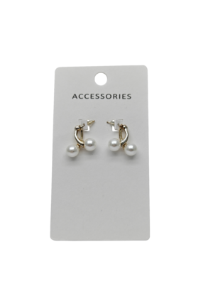 Vrouwen Echte vergulde imitatie Pearl Drop oorbellen Kubische Zirconia Stud Geometrische vorm Messing Juwelen