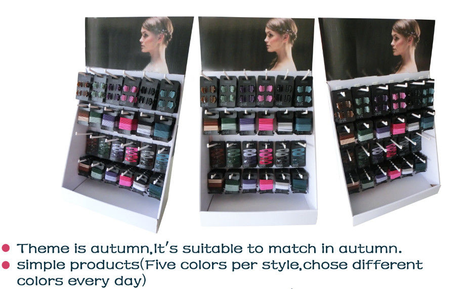 Duurzaam haar clip stand display veelkleurig, vrijstaand Scrunchie markt display