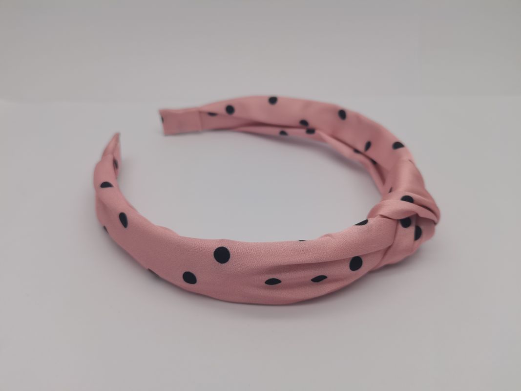 Stoffen haarband voor vrouwen meisjes dames roze met zwarte kleine stip in levendige tinten