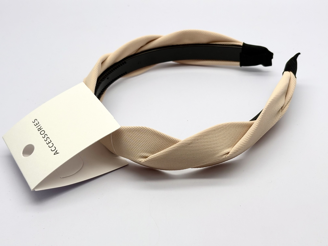Stijlvolle en duurzame beige gebreide stoffen haarband voor vrouwen