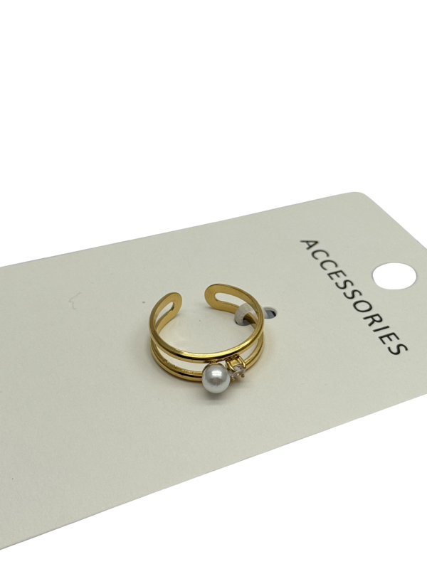 925 Sterling zilver verstelbare parelring voor vrouwen